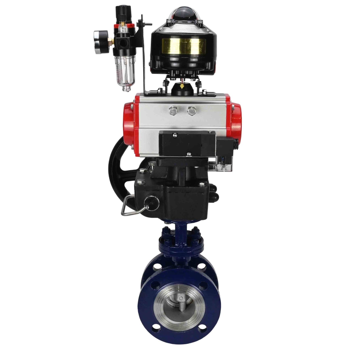 Water Butterfly Valve DNOVA WBV3EX-3432M-1W-F-ISO, body material - Carbon steel, disk material - Stainless steel AISI 316, seal - Metal, pneumatic actuator PA-DA double action, 4M310-08 24V, LSU APL-510N EX, handwheel MON, ATU AFC2000