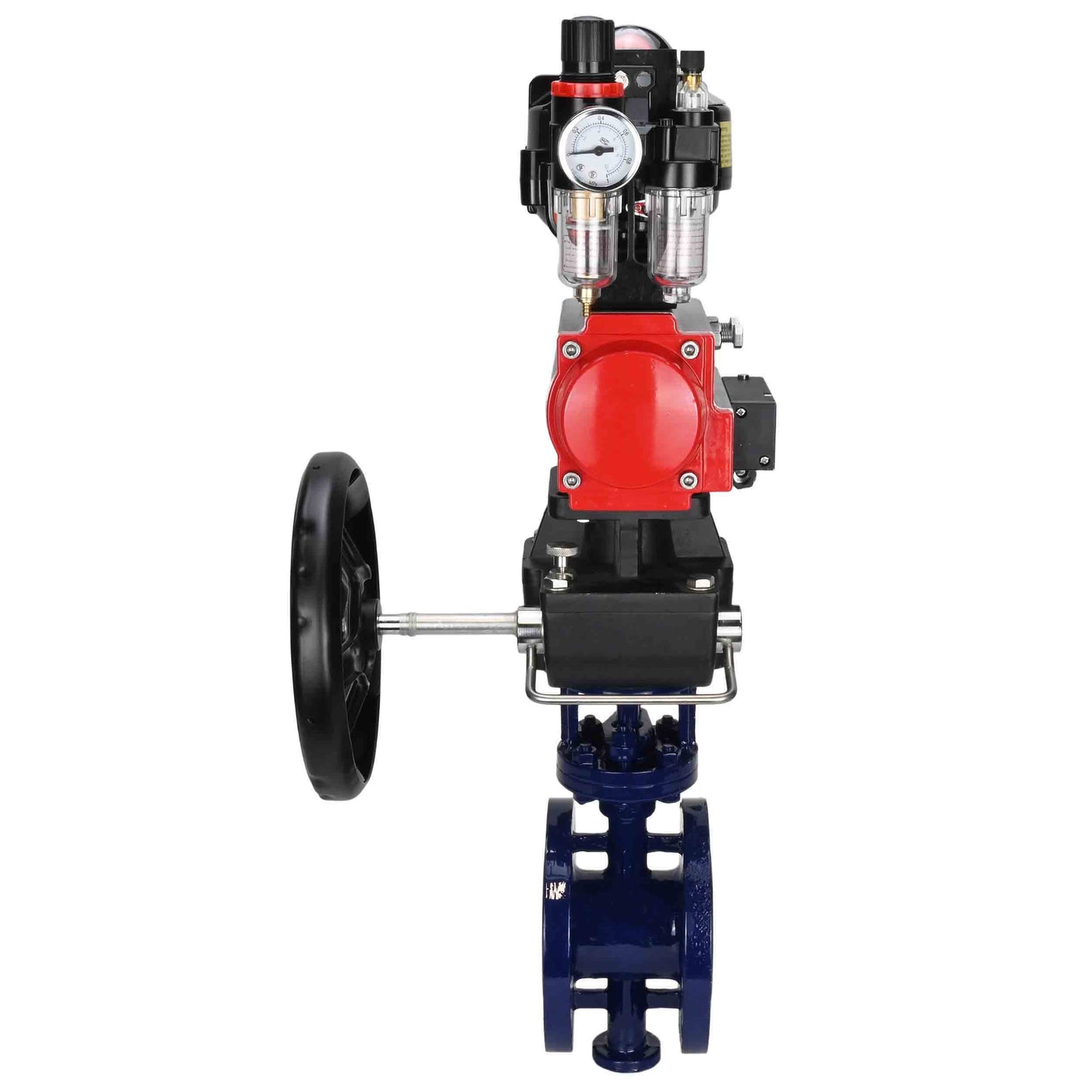 Water Butterfly Valve DNOVA WBV3EX-3432M-1W-F-ISO, body material - Carbon steel, disk material - Stainless steel AISI 316, seal - Metal, pneumatic actuator PA-DA double action, 4M310-08 24V, LSU APL-510N EX, handwheel MON, ATU AFC2000