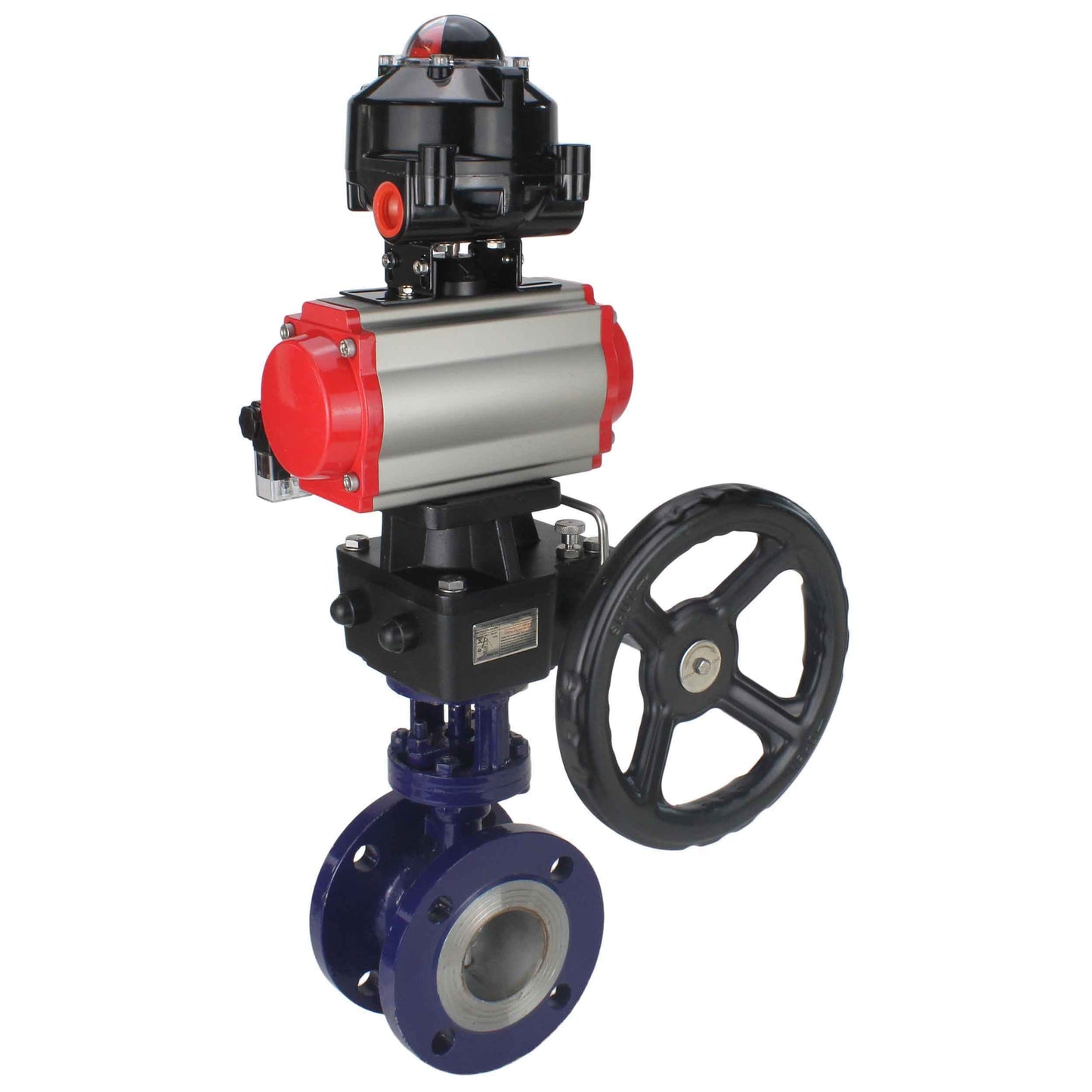 Water Butterfly Valve DNOVA WBV3EX-3432M-1W-F-ISO, body material - Carbon steel, disk material - Stainless steel AISI 316, seal - Metal, pneumatic actuator PA-DA double action, 4M310-08 24V, LSU APL-510N EX, handwheel MON