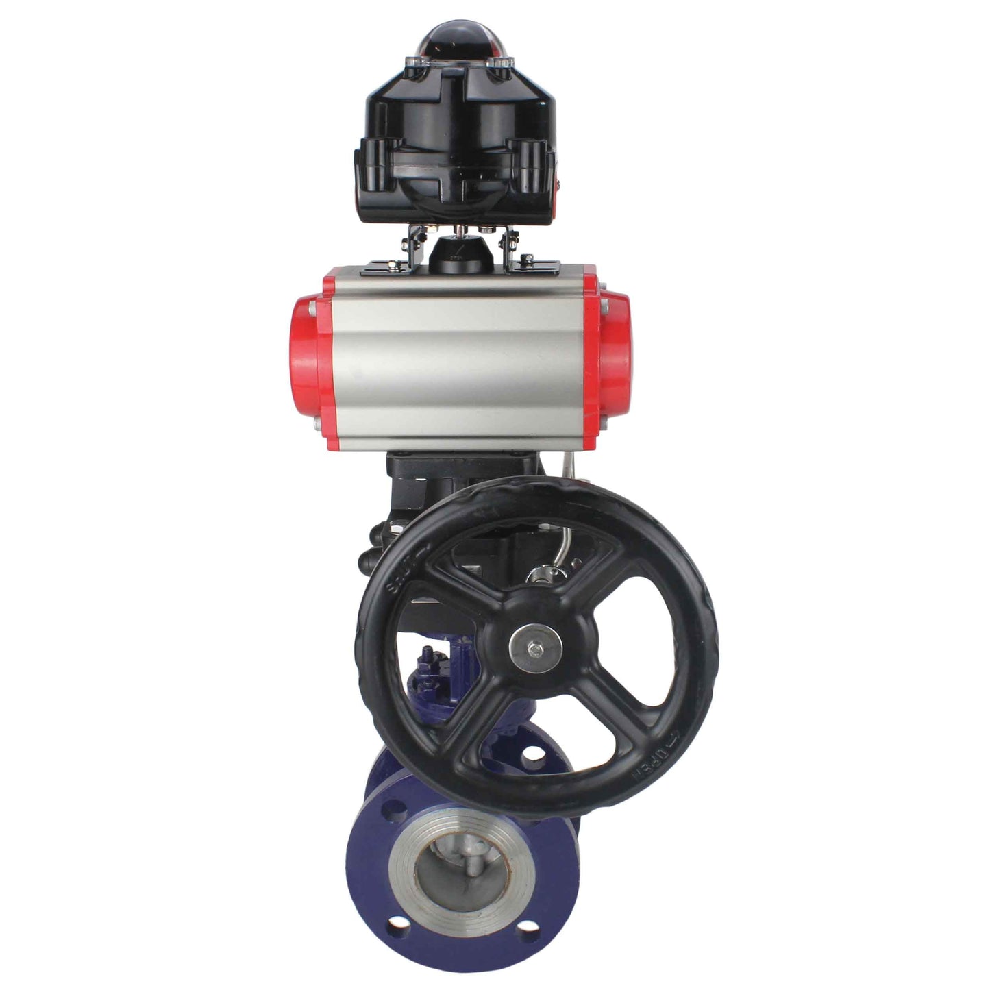 Water Butterfly Valve DNOVA WBV3EX-3432M-1W-F-ISO, body material - Carbon steel, disk material - Stainless steel AISI 316, seal - Metal, pneumatic actuator PA-DA double action, 4M310-08 24V, LSU APL-510N EX, handwheel MON