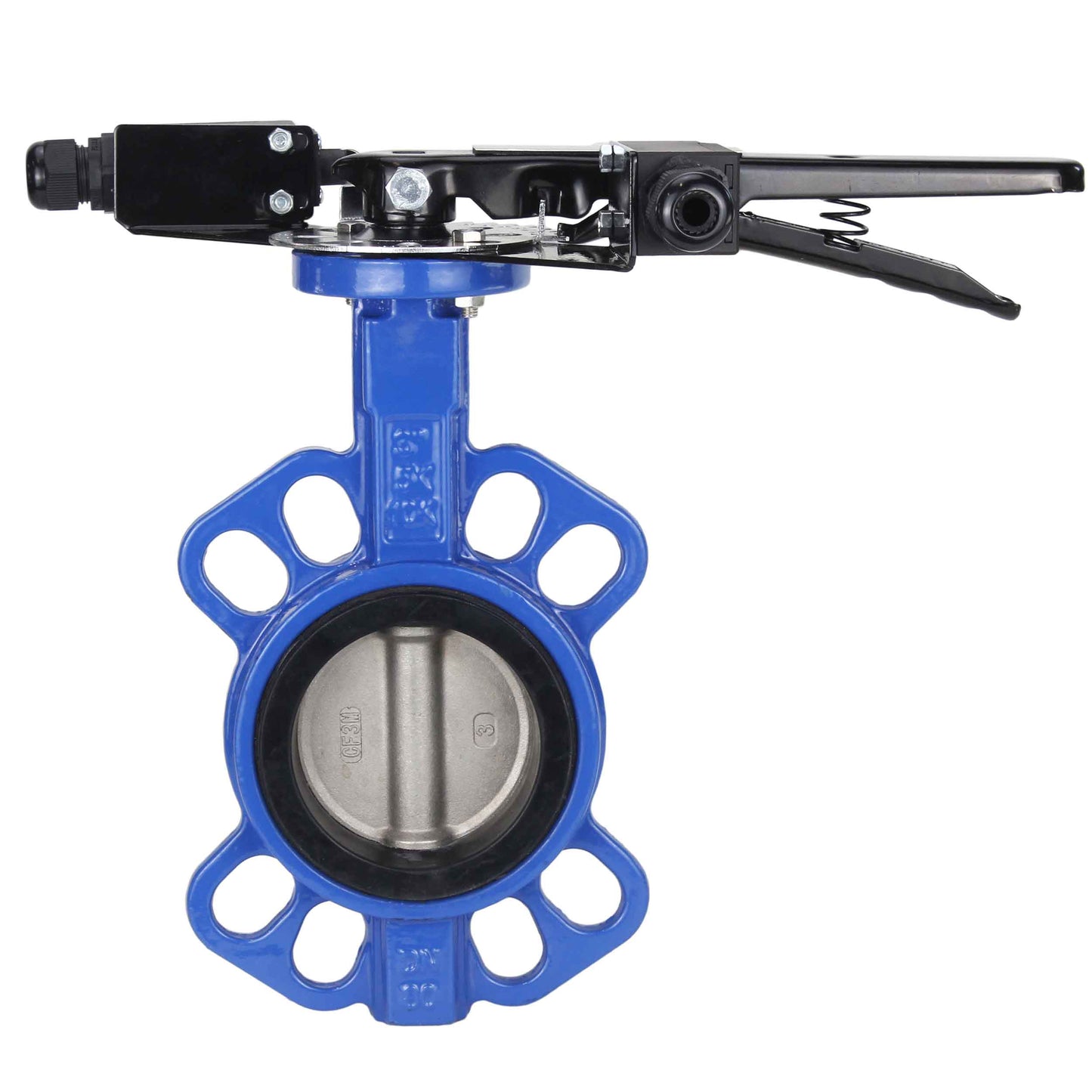 Water butterfly valve DNOVA GGG50-316L-EPDM body material - cast iron GGG50, disk material - stainless steel AISI 316L, seal - EPDM with handle, with two LS-103 250V limit switches and a bracket for mounting the limit switches