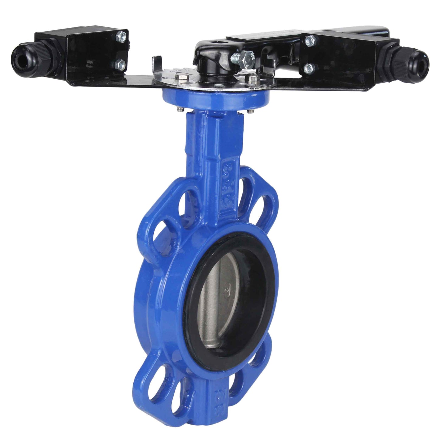 Water butterfly valve DNOVA GGG50-316L-EPDM body material - cast iron GGG50, disk material - stainless steel AISI 316L, seal - EPDM with handle, with two LS-103 250V limit switches and a bracket for mounting the limit switches