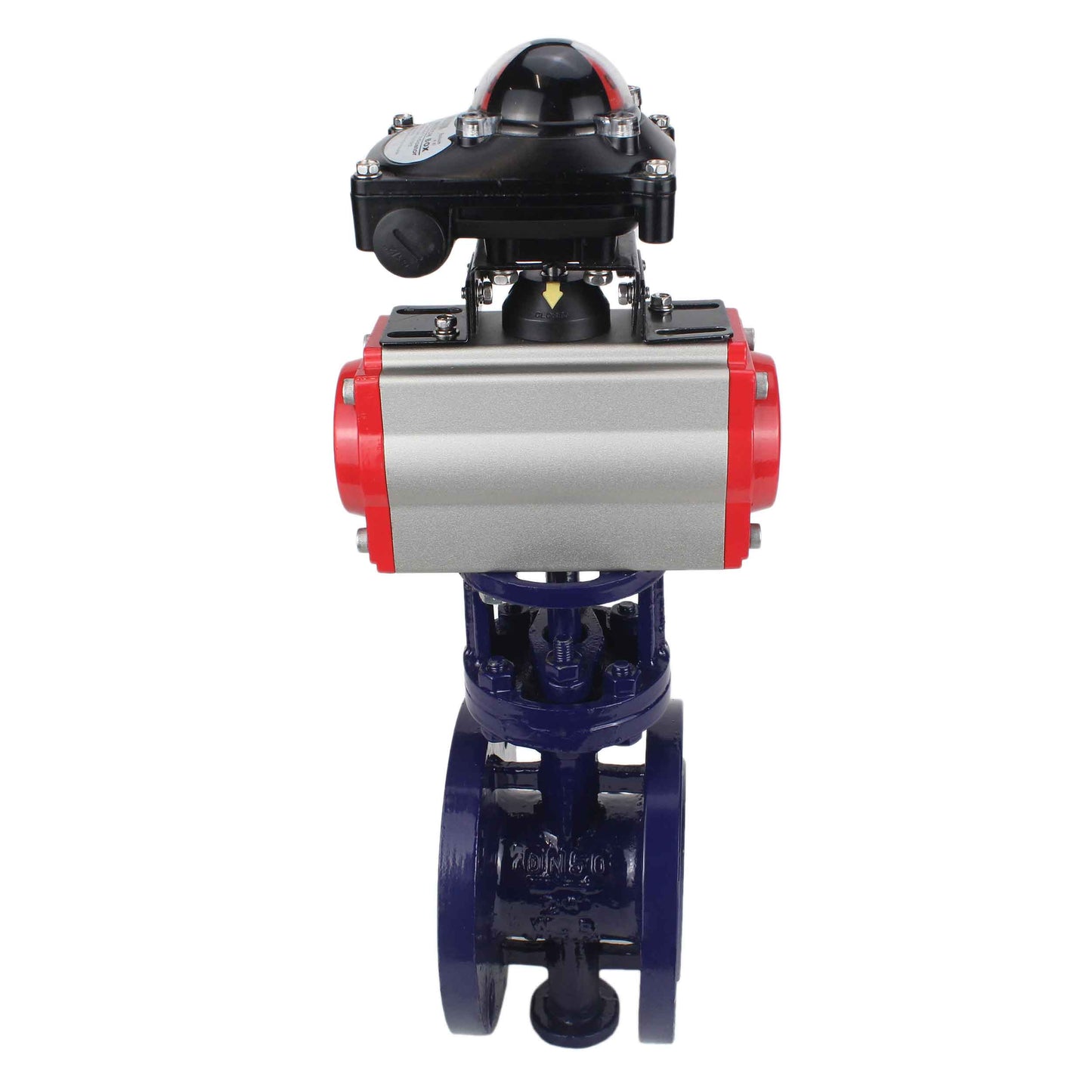 Water Butterfly Valve DNOVA WBV3EX-3432M-1W-F-ISO, body material - Carbon steel, disk material - Stainless steel AISI 316, seal - Metal, pneumatic actuator PA-SA with return springs, 4M310-08 220V, LSU APL-210N