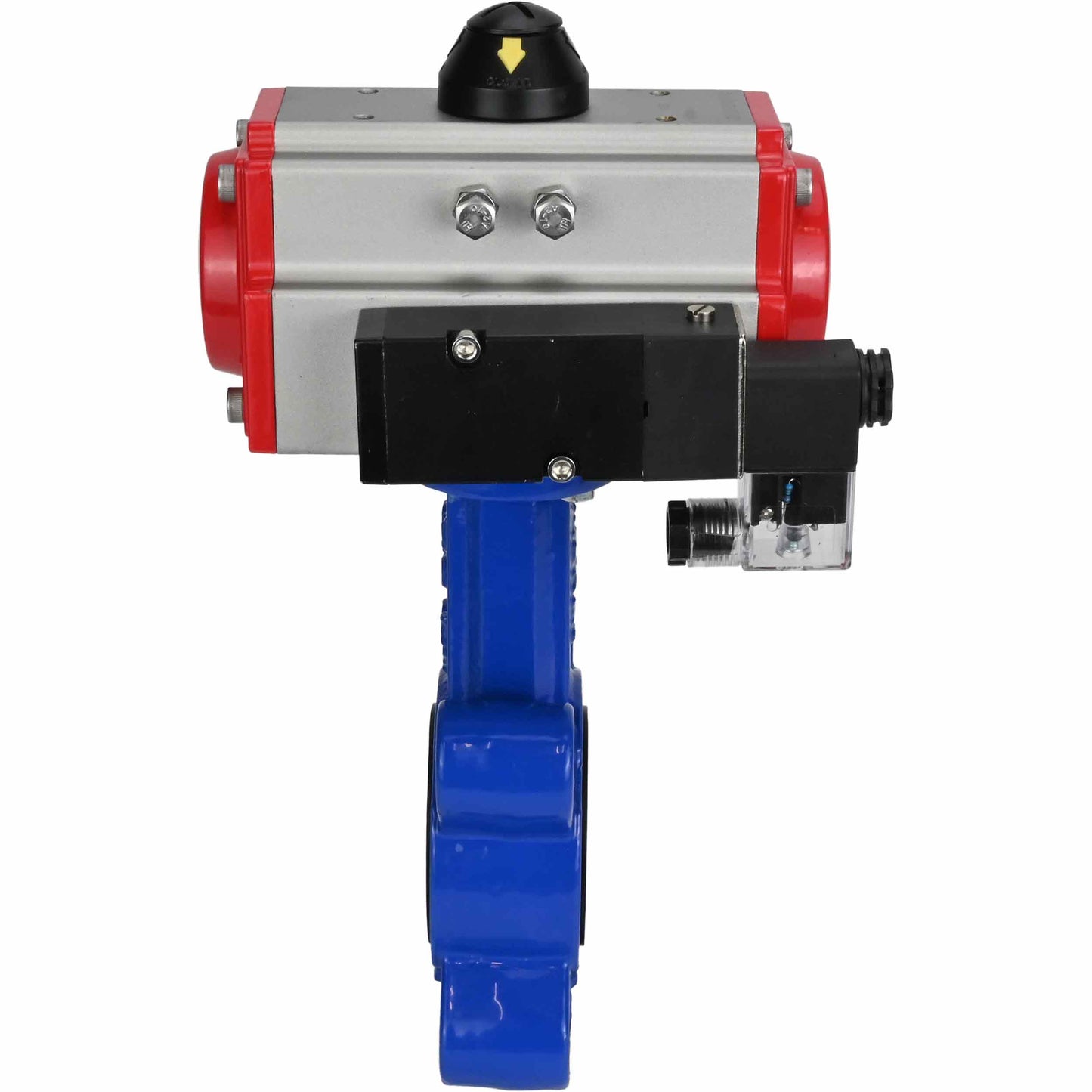 Válvula de mariposa de agua DNOVA WBV1616N-2W-Fb-H, material del cuerpo: fundición gris QT450, material del disco: fundición gris QT450, junta: NBR, actuador neumático PA-SA con resortes de retorno, 4M310-08 24V