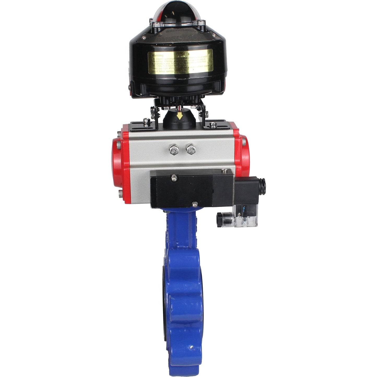 Válvula de mariposa de agua DNOVA WBV1616N-2W-Fb-H, material del cuerpo: fundición gris QT450, material del disco: fundición gris QT450, sello: NBR, actuador neumático PA-SA con resortes de retorno, 4M310-08 24 V, LSU APL-510N EX