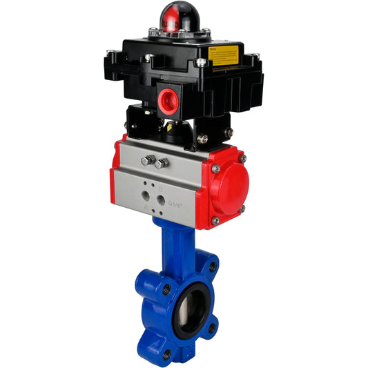 صمام فراشة الماء DNOVA WBV1616N-2W-Fb-H، مادة الهيكل - حديد زهر QT450، مادة القرص - حديد زهر QT450، الختم - NBR، مشغل هوائي PA-SA مع نوابض رجوع، LSU APL-410N EX