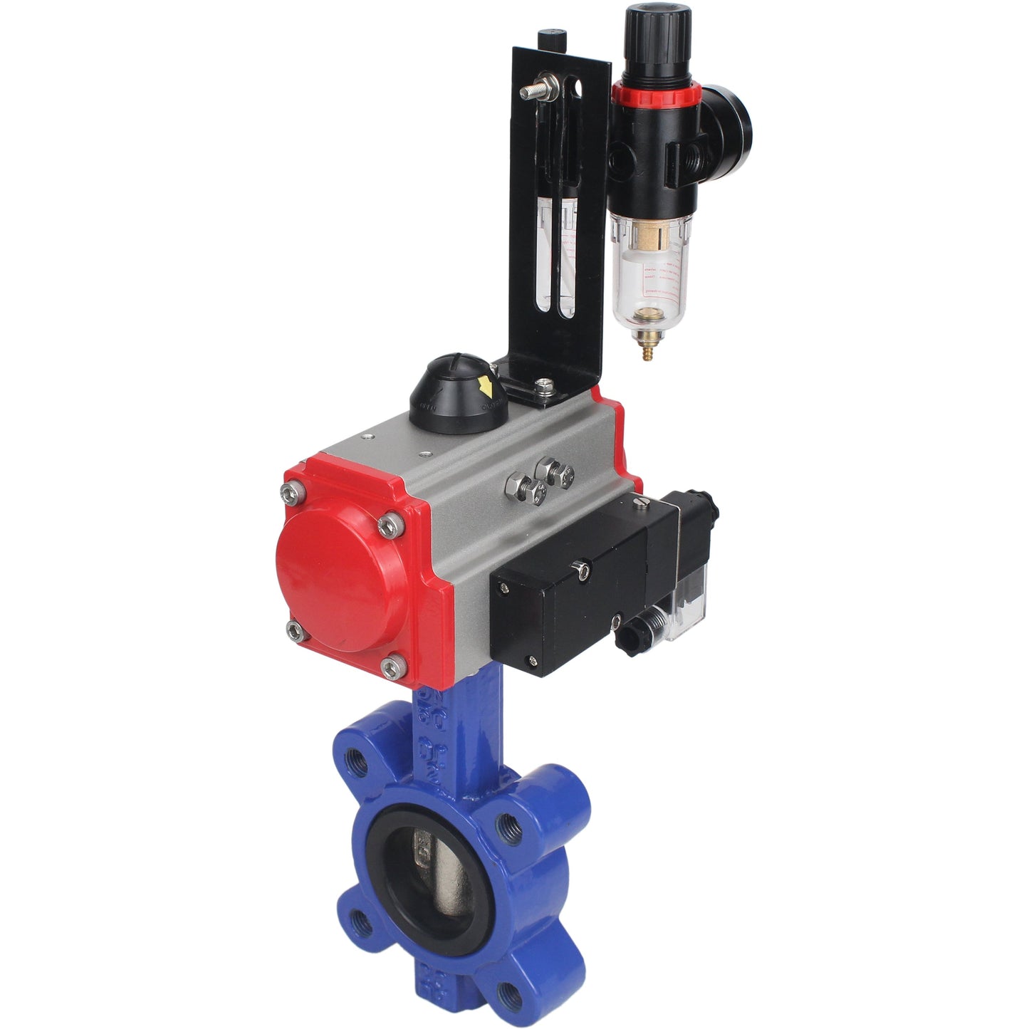 صمام فراشة الماء DNOVA WBV1616E-2W-Fb-H، مادة الهيكل: حديد زهر QT450، مادة القرص: حديد زهر QT450، الختم: EPDM، مشغل هوائي PA-SA مع نوابض رجوع، 4M310-08 24 فولت ATU AFC2000