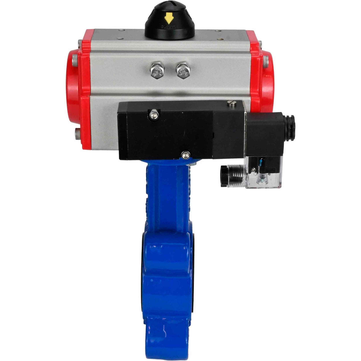 Válvula de mariposa de agua DNOVA WBV1631E-2W-Fb-H, material del cuerpo: fundición gris QT450, material del disco: acero inoxidable AISI 304, junta: EPDM, actuador neumático PA-SA con resortes de retorno, 4M310-08 220V