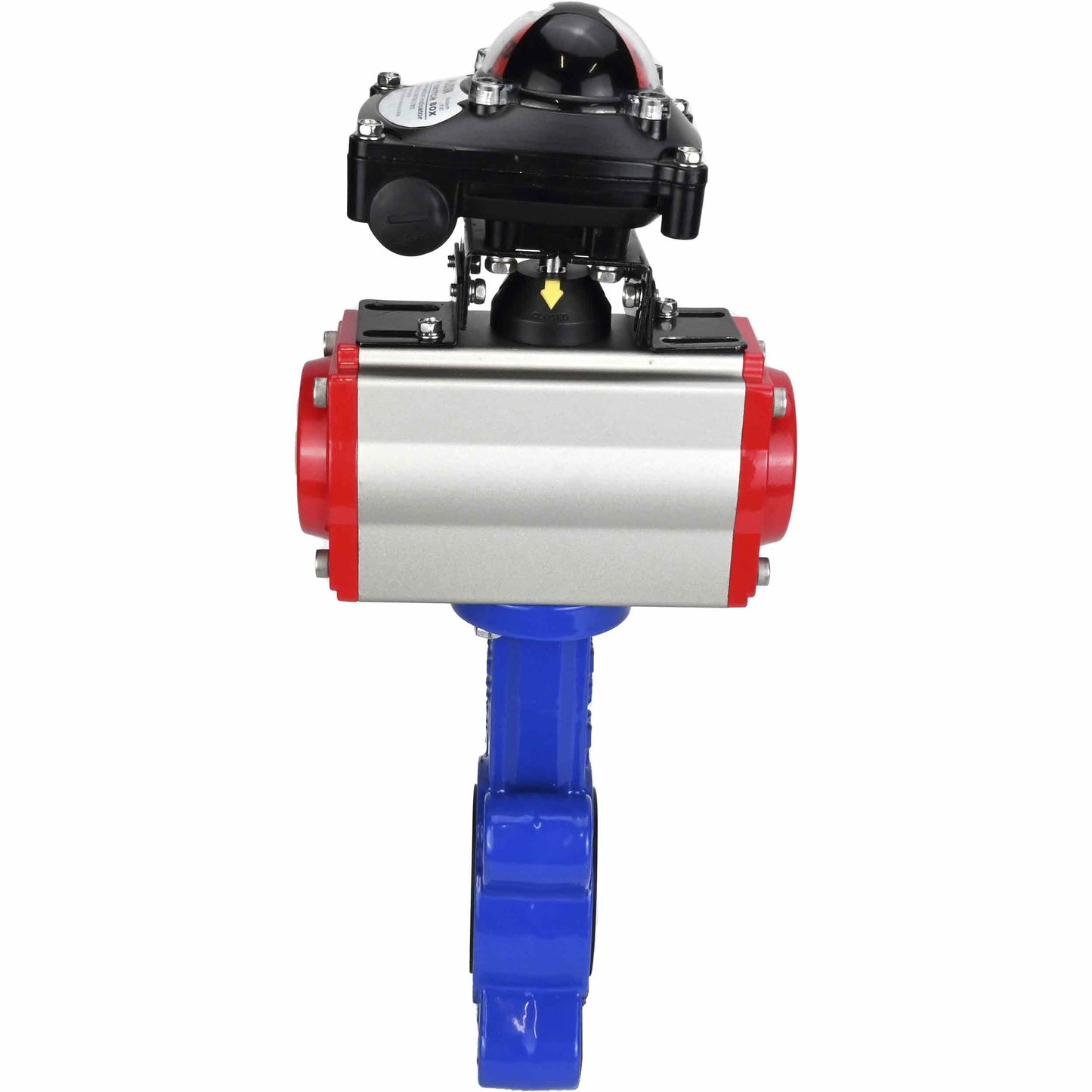 صمام فراشة الماء DNOVA WBV1631E-2W-Fb-H، مادة الهيكل - حديد زهر QT450، مادة القرص - فولاذ مقاوم للصدأ AISI 304، الختم - EPDM، مع مشغل هوائي مزدوج الحركة PA-DA، LSU APL-210N