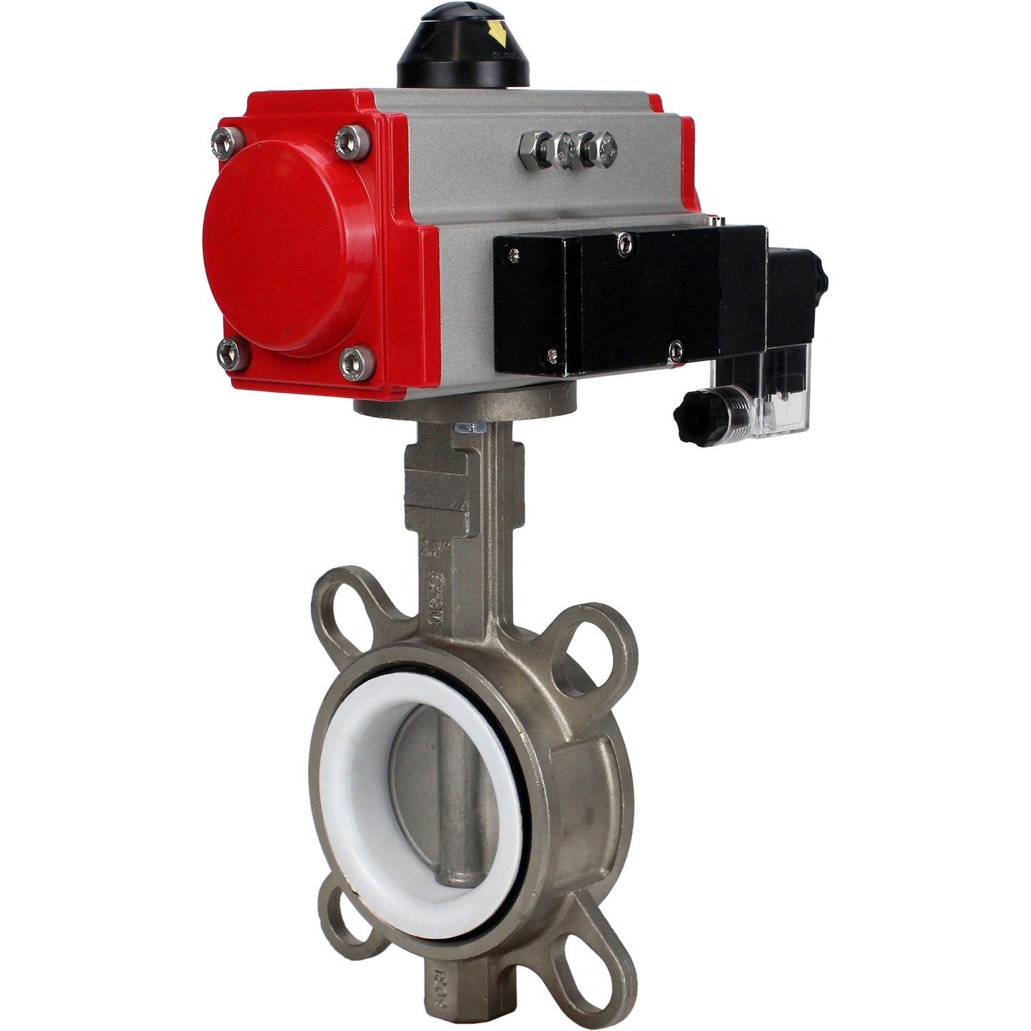 Water Butterfly Valve DNOVA WBV3131P-2W-Fb-H, body material - Stainless steel AISI 304, disk material - Stainless steel AISI 304, seal - PTFE, pneumatic actuator PA-DA double action,4M310-08 NAMUR 24V