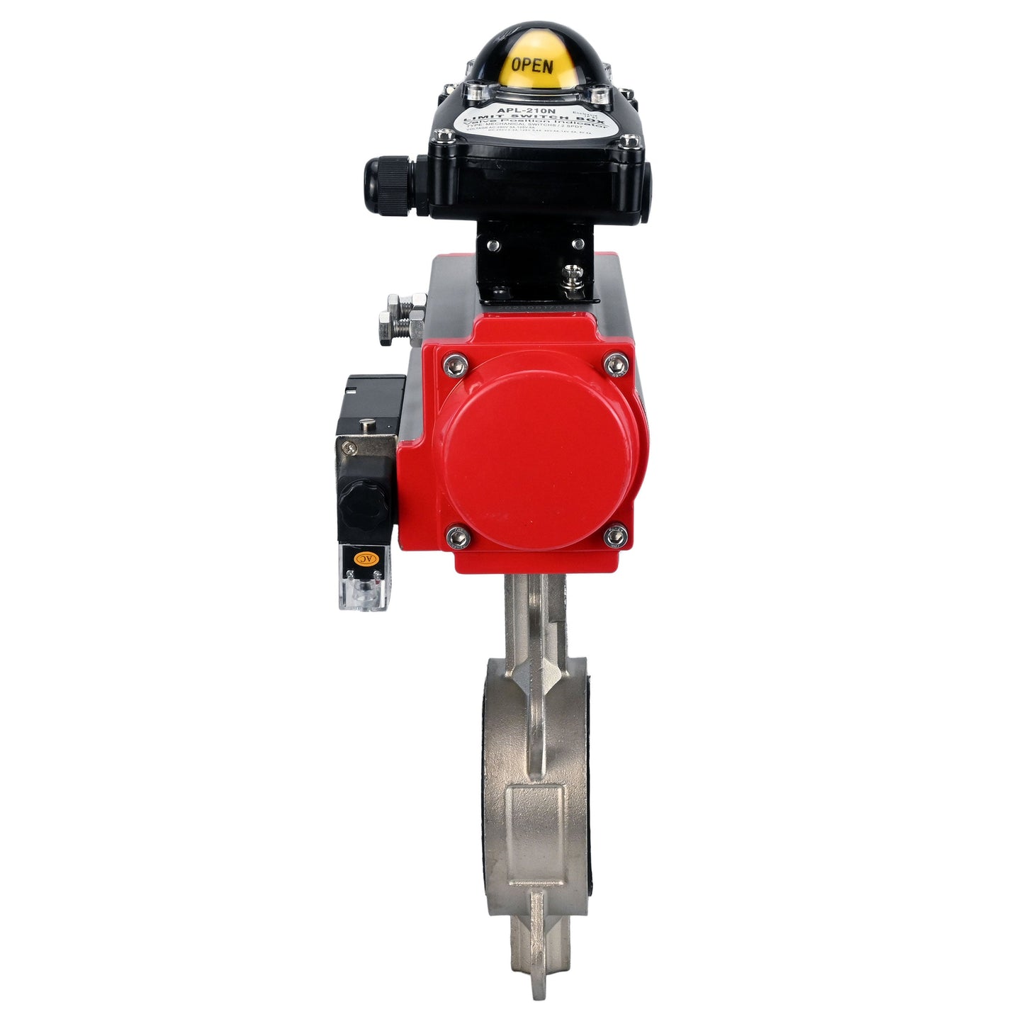 Water Butterfly Valve DNOVA 316l-316l-ptfe-da-4m310-110/220-apl210n, body material - stainless steel AISI 316L, disk material - stainless steel AISI 316L, seal - PTFE, pneumatic actuator operated