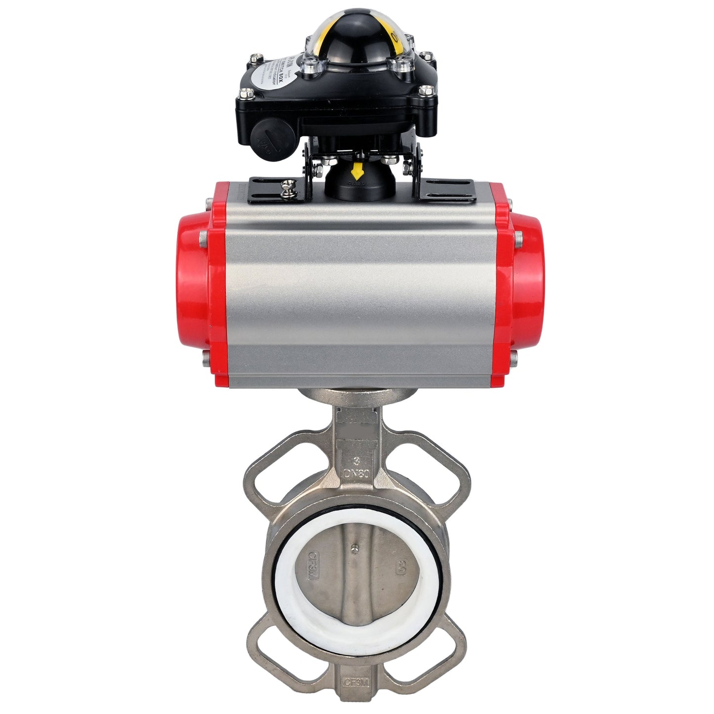 Water Butterfly Valve DNOVA 316l-316l-ptfe-da-4m310-110/220-apl210n, body material - stainless steel AISI 316L, disk material - stainless steel AISI 316L, seal - PTFE, pneumatic actuator operated