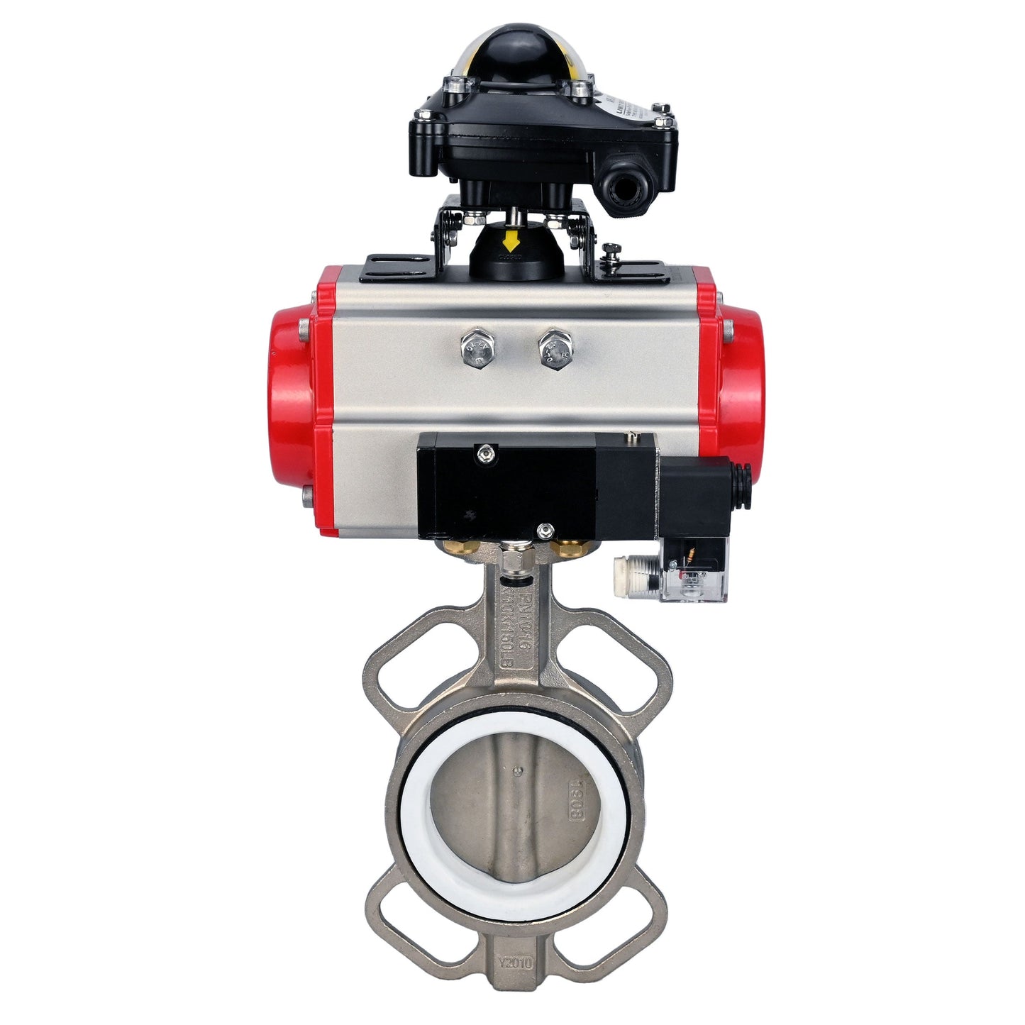 Water Butterfly Valve DNOVA 316l-316l-ptfe-sa-4m310-110/220-apl210n, body material - stainless steel AISI 316L, disk material - stainless steel AISI 316L, seal - PTFE, pneumatic actuator operated
