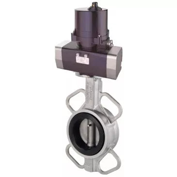Butterfly valves DNOVA WBV3232V-2W-Fb-H interflanged, body - 316L stainless steel, disc - 316L stainless steel, seal - Viton, with electric quarter turn actuator DNOVA QTSA-N-EM-O0-220VAC