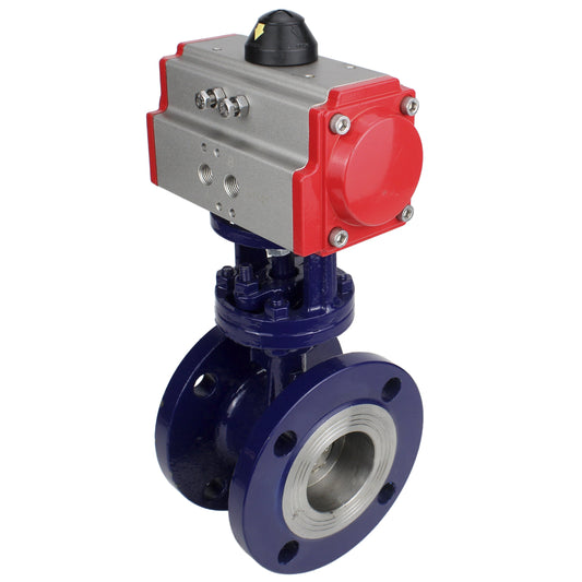 Water Butterfly Valve DNOVA WBV3EX-3432M-1W-F-ISO, body material - Carbon steel, disk material - Stainless steel AISI 316, seal - Metal, pneumatic actuator PA-SA with return springs