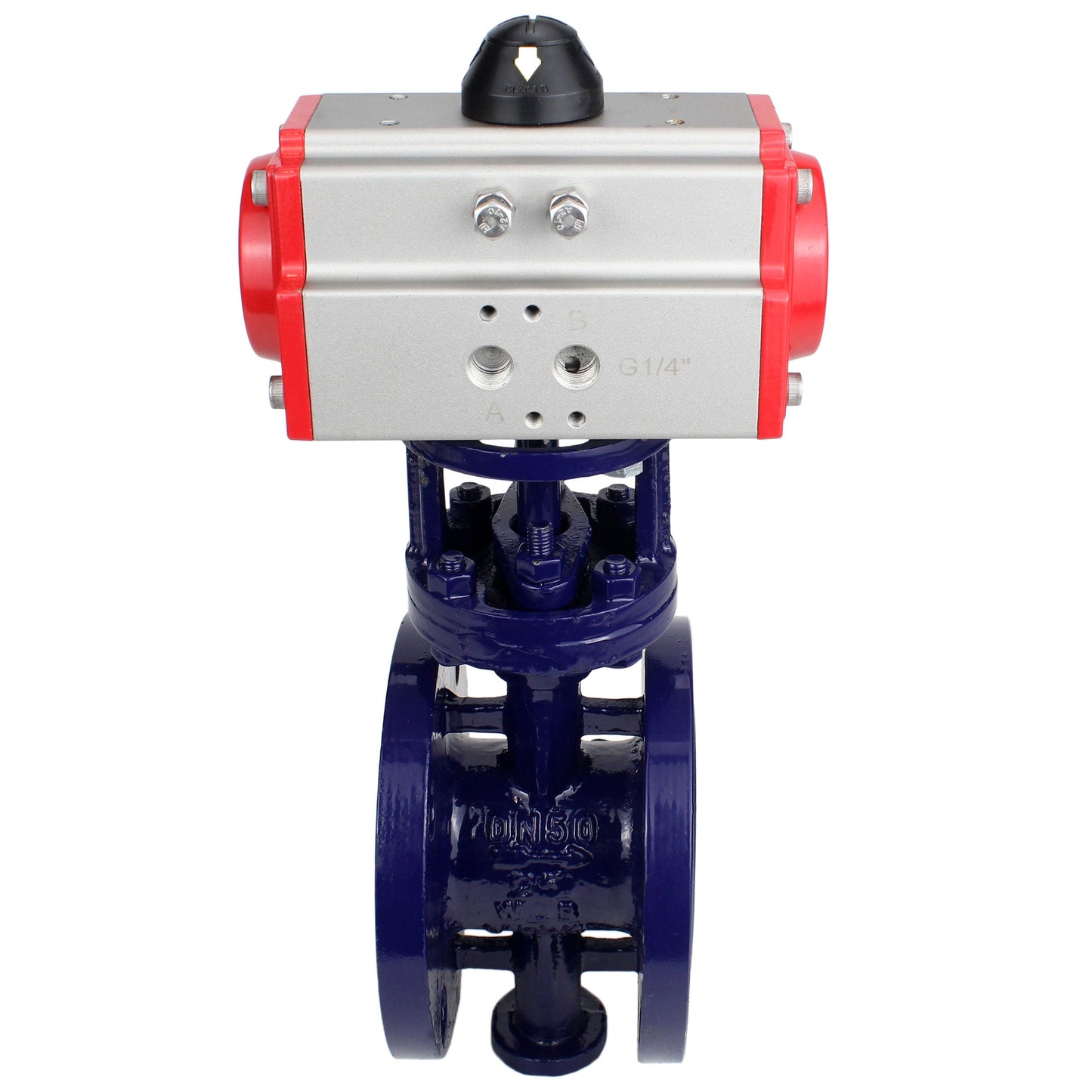 Water Butterfly Valve DNOVA WBV3EX-3432M-1W-F-ISO, body material - Carbon steel, disk material - Stainless steel AISI 316, seal - Metal, pneumatic actuator PA-SA with return springs