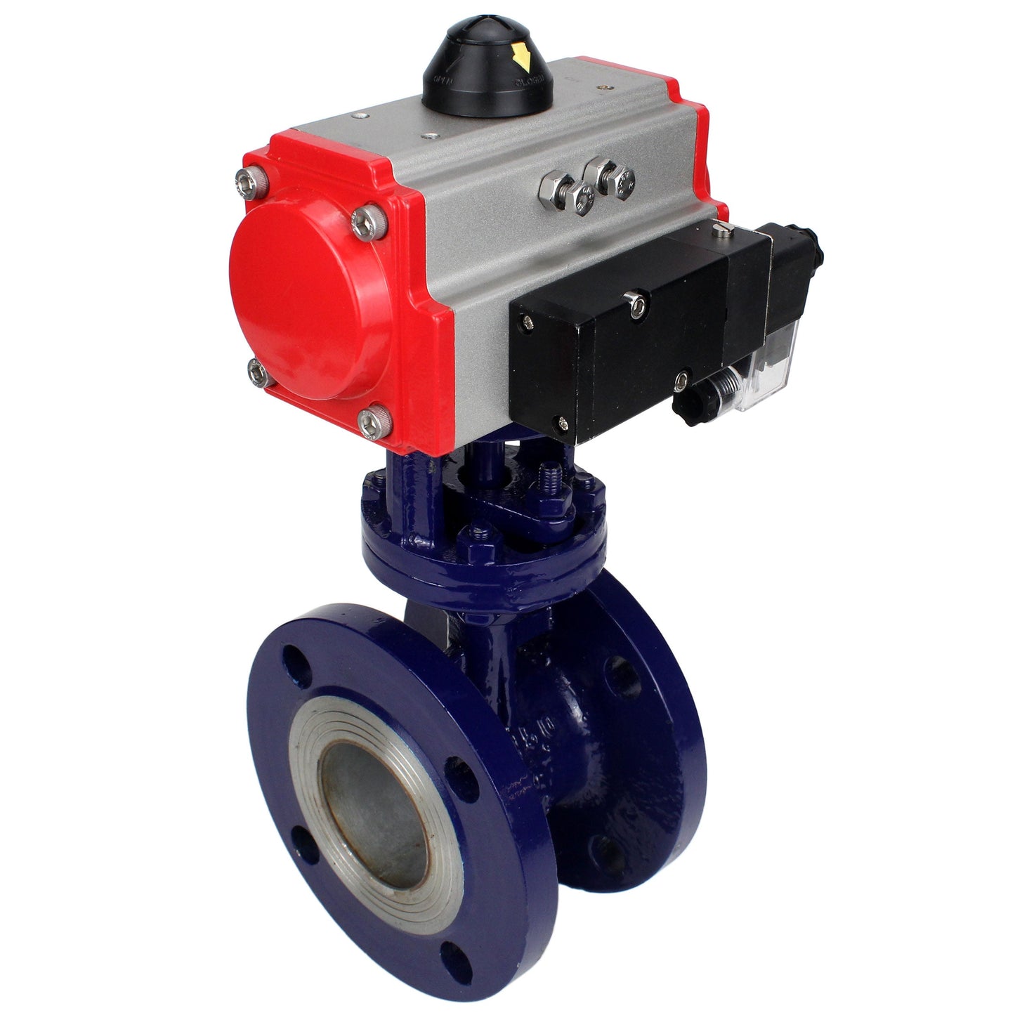 Water Butterfly Valve DNOVA WBV3EX-3432M-1W-F-ISO, body material - Carbon steel, disk material - Stainless steel AISI 316, seal - Metal, pneumatic actuator PA-SA with return springs, 4M310-08 220V