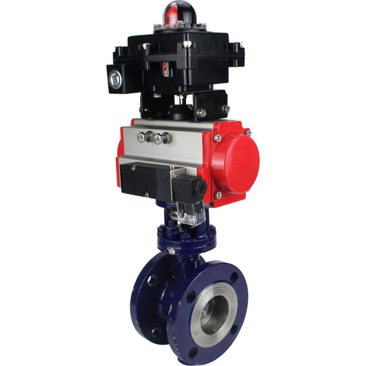 Water Butterfly Valve DNOVA WBV3EX-3432M-1W-F-ISO, body material - Carbon steel, disk material - Stainless steel AISI 316, seal - Metal, pneumatic actuator PA-SA with return springs, 4M310-08 220V, LSU APL-410N EX