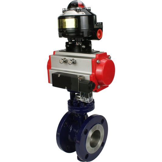 Water Butterfly Valve DNOVA WBV3EX-3432M-1W-F-ISO, body material - Carbon steel, disk material - Stainless steel AISI 316, seal - Metal, pneumatic actuator PA-SA with return springs, 4M310-08 220V, LSU APL-510N EX