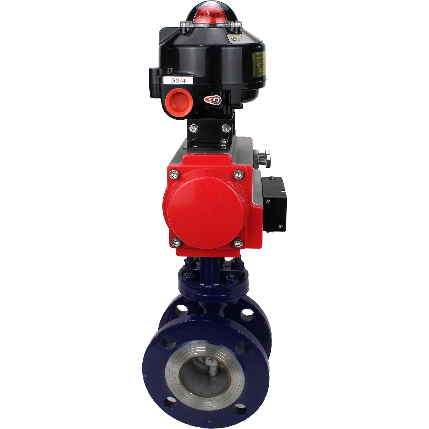 Water Butterfly Valve DNOVA WBV3EX-3432M-1W-F-ISO, body material - Carbon steel, disk material - Stainless steel AISI 316, seal - Metal, pneumatic actuator PA-SA with return springs, 4M310-08 220V, LSU APL-510N EX