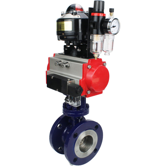 Water Butterfly Valve DNOVA WBV3EX-3432M-1W-F-ISO, body material - Carbon steel, disk material - Stainless steel AISI 316, seal - Metal, pneumatic actuator PA-SA with return springs, 4M310-08 220V, LSU APL-510N EX, ATU AFC2000