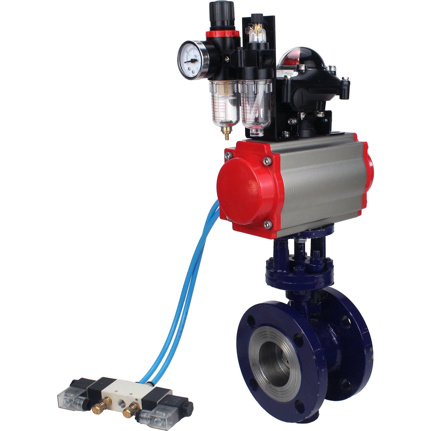 Water Butterfly Valve DNOVA WBV3EX-3432M-1W-F-ISO, body material - Carbon steel, disk material - Stainless steel AISI 316, seal - Metal, pneumatic actuator PA-DA double action, 4V320-08 220V, LSU APL-210N ATU AFC2000