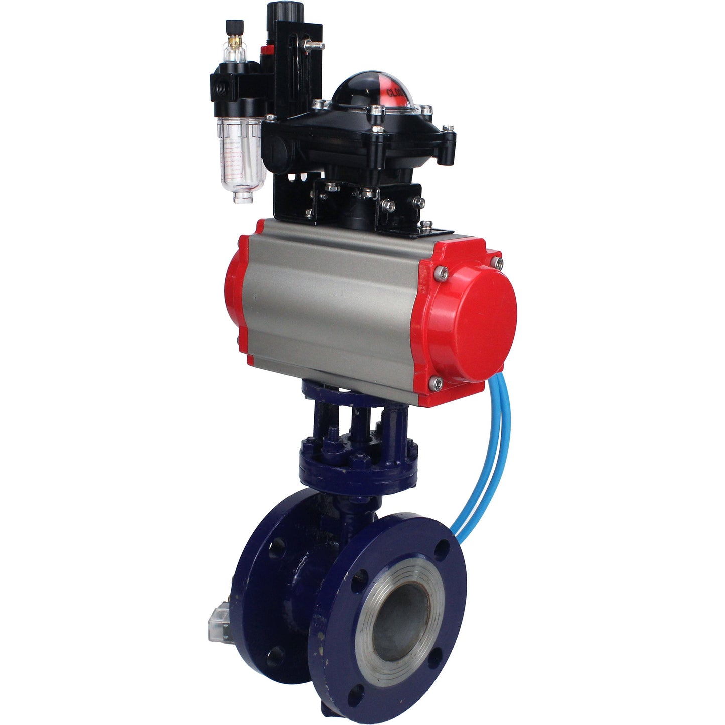 Water Butterfly Valve DNOVA WBV3EX-3432M-1W-F-ISO, body material - Carbon steel, disk material - Stainless steel AISI 316, seal - Metal, pneumatic actuator PA-DA double action, 4V320-08 220V, LSU APL-210N ATU AFC2000