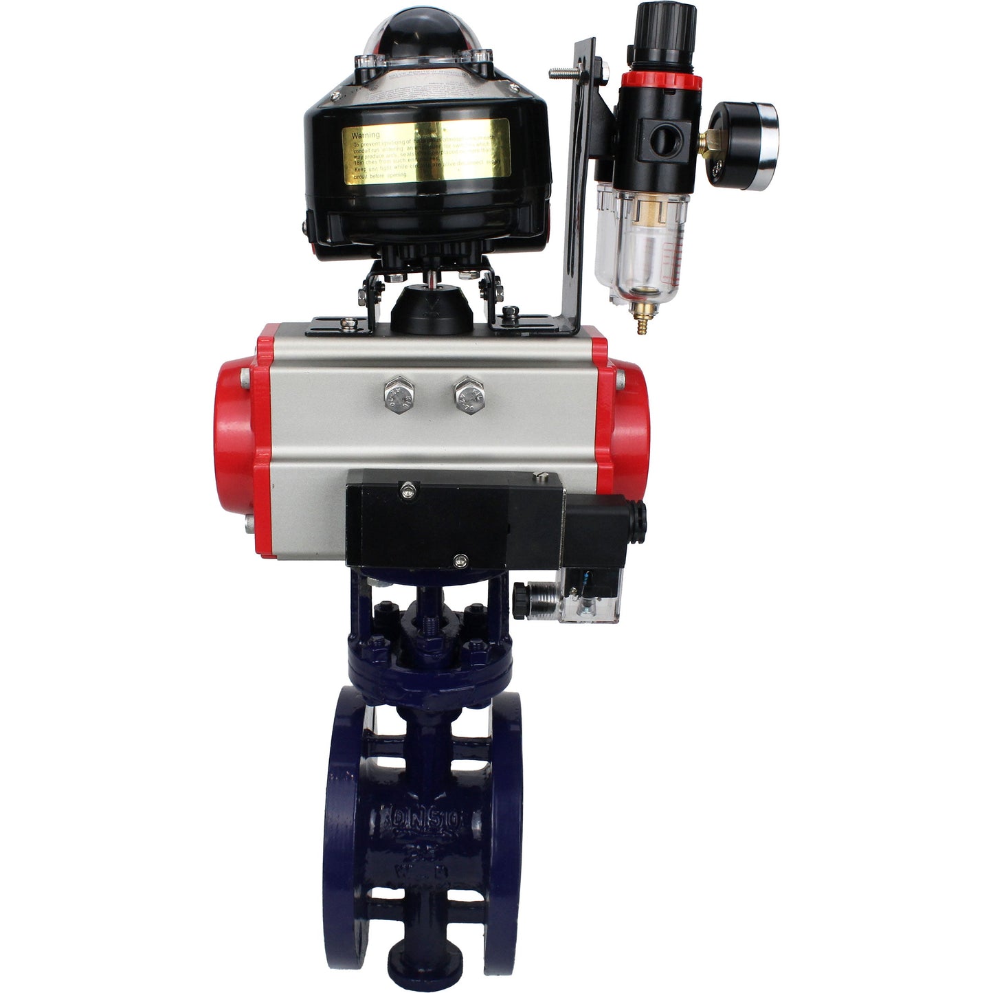 Water Butterfly Valve DNOVA WBV3EX-3432M-1W-F-ISO, body material - Carbon steel, disk material - Stainless steel AISI 316, seal - Metal, pneumatic actuator PA-SA with return springs, 4M310-08 220V, LSU APL-510N EX, ATU AFC2000