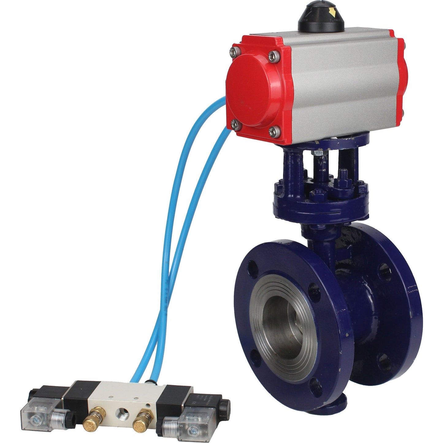 Water Butterfly Valve DNOVA WBV3EX-3432M-1W-F-ISO, body material - Carbon steel, disk material - Stainless steel AISI 316, seal - Metal, pneumatic actuator PA-DA double action, 4V320-08 220V