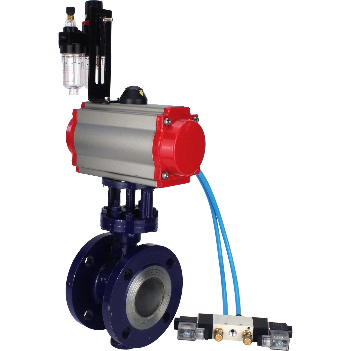 Water Butterfly Valve DNOVA WBV3EX-3432M-1W-F-ISO, body material - Carbon steel, disk material - Stainless steel AISI 316, seal - Metal, pneumatic actuator PA-SA with return springs, 4V320-08 220V ATU AFC2000