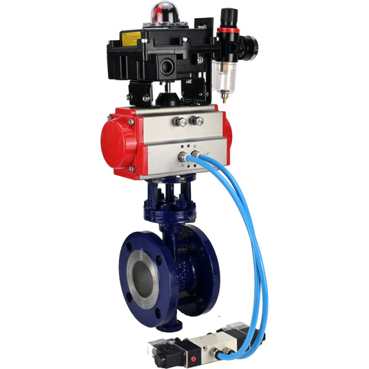 Water Butterfly Valve DNOVA WBV3EX-3432M-1W-F-ISO, body material - Carbon steel, disk material - Stainless steel AISI 316, seal - Metal, pneumatic actuator PA-DA double action, 4V320-08 220V, LSU APL-410N EX ATU AFC2000