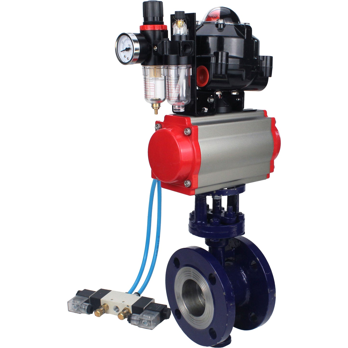 Water Butterfly Valve DNOVA WBV3EX-3432M-1W-F-ISO, body material - Carbon steel, disk material - Stainless steel AISI 316, seal - Metal, pneumatic actuator PA-SA with return springs, 4V320-10 220V, LSU APL-510N EX, ATU AFC2000
