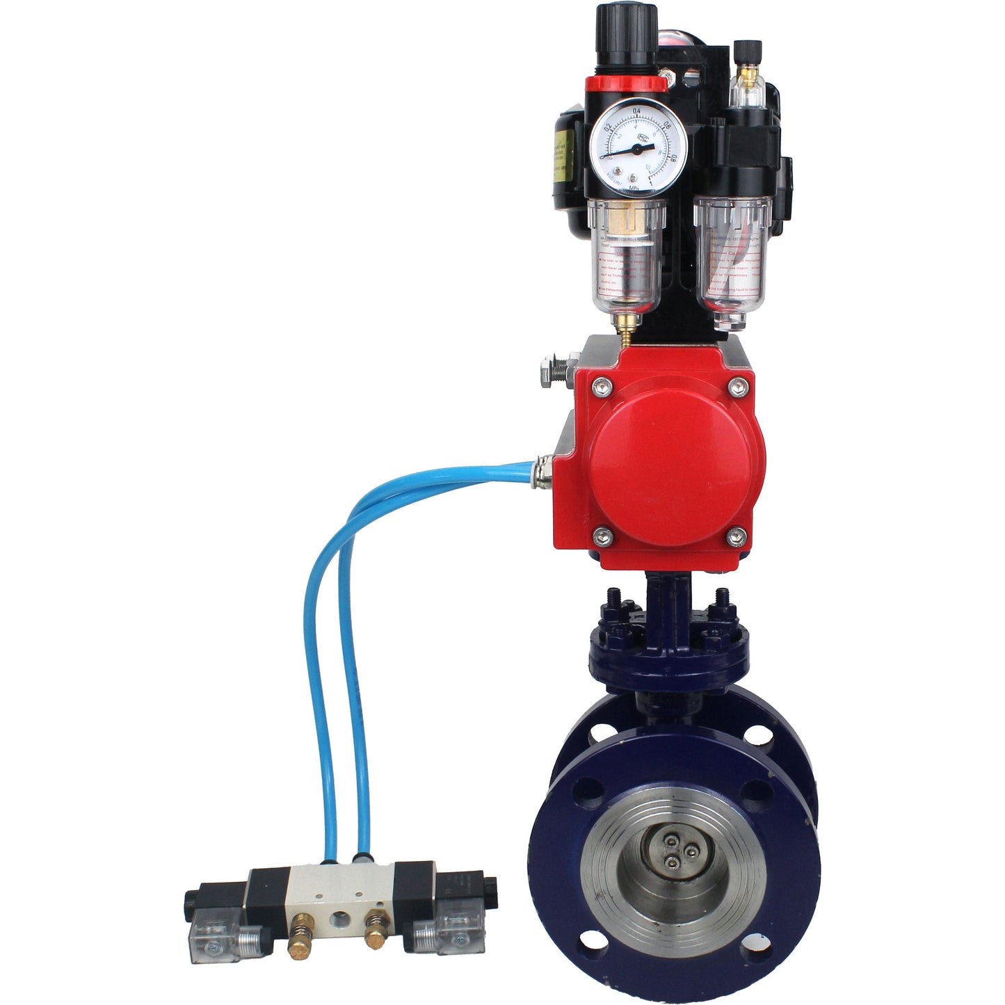 Water Butterfly Valve DNOVA WBV3EX-3432M-1W-F-ISO, body material - Carbon steel, disk material - Stainless steel AISI 316, seal - Metal, pneumatic actuator PA-SA with return springs, 4V320-10 220V, LSU APL-510N EX, ATU AFC2000