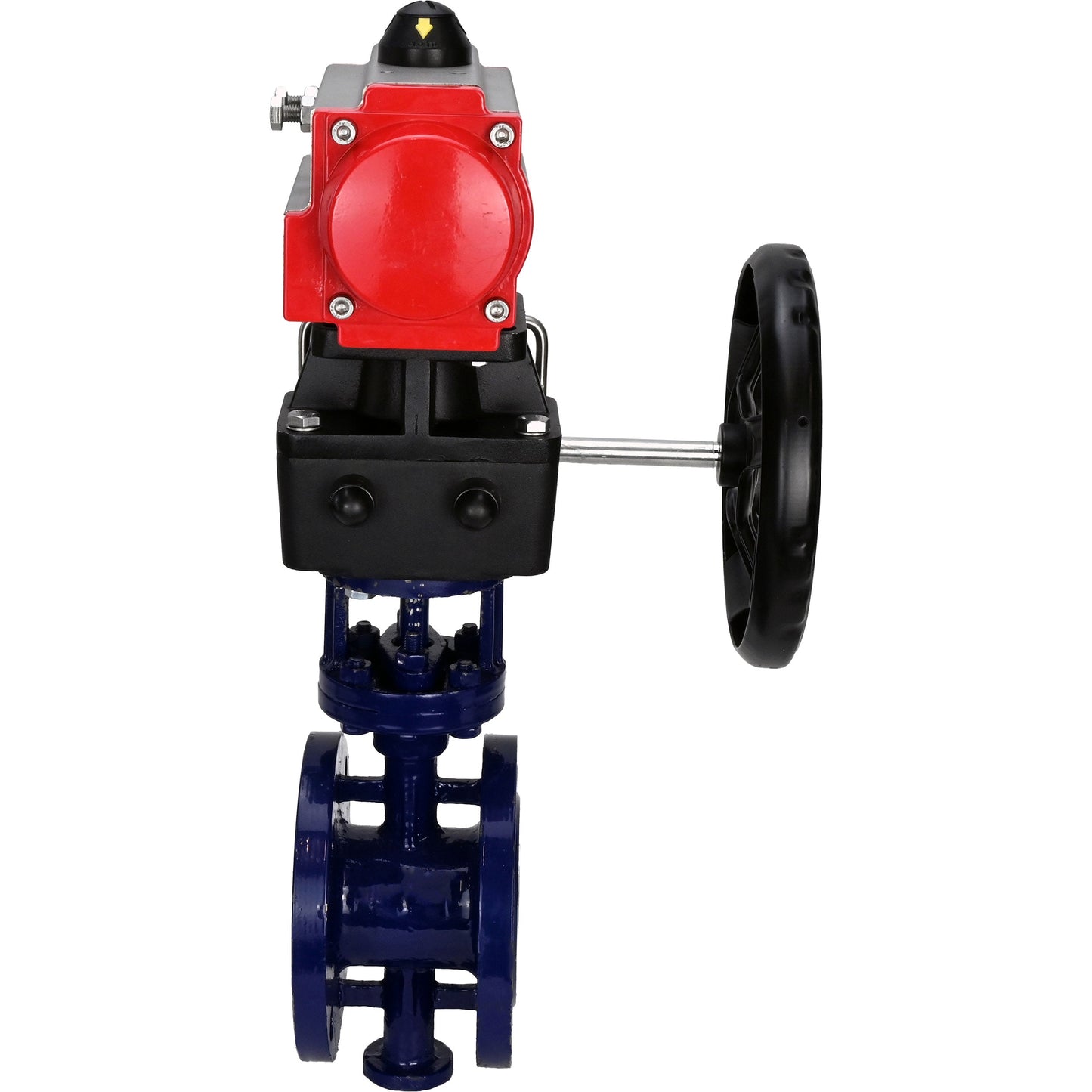 Water Butterfly Valve DNOVA WBV3EX-3431M-1W-F-ISO, body material - Carbon steel, disk material - Stainless steel AISI 304, seal - Metal, pneumatic actuator PA-DA double action handwheel MON,