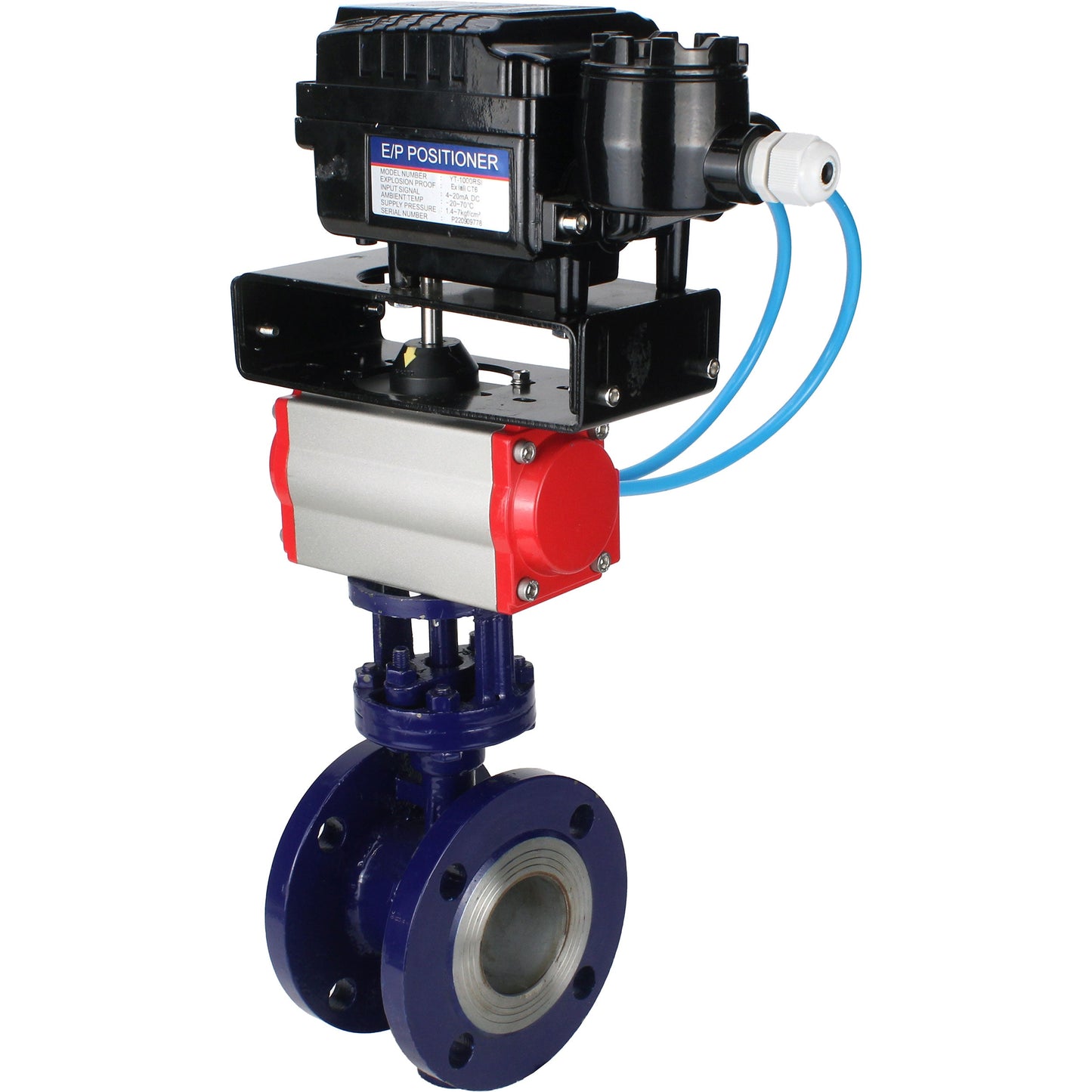 Water Butterfly Valve DNOVA WBV3EX-3432M-1W-F-ISO, body material - Carbon steel, disk material - Stainless steel AISI 316, seal - Metal, pneumatic actuator PA-SA with return springs, positioner YT-1000RSN with feedback