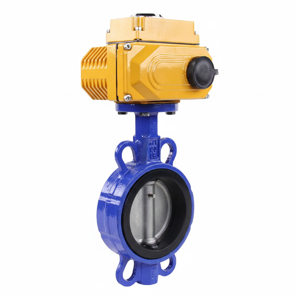 Water Butterfly Valve DNOVA WCB-316L-EPDM-DNOVA-110/220, body material - carbon steel WCB, disk material - stainless steel AISI 316L, seal - EPDM, electric actuator operated