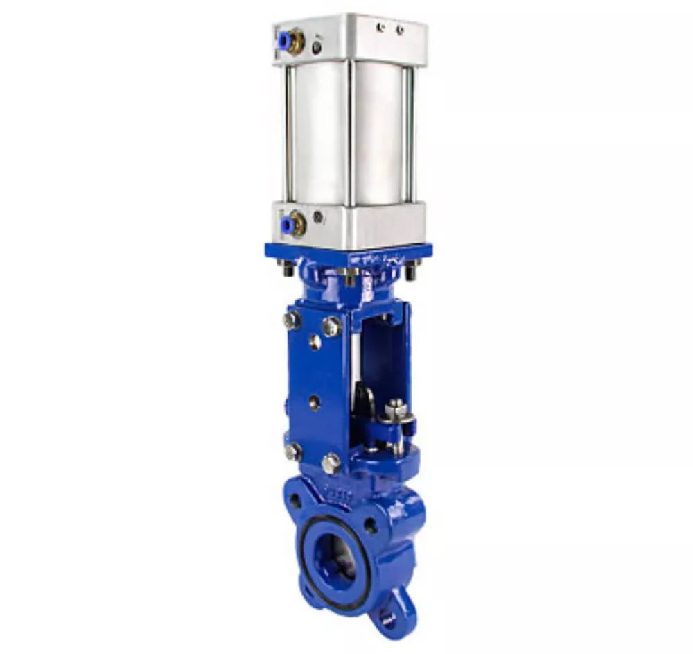 Knife gate valve DNOVA GVKR1331N-2W-Fb-2P, body material - cast iron GGG40, knife material - stainless steel AISI 304, seal - EPDM, pneumatic actuator