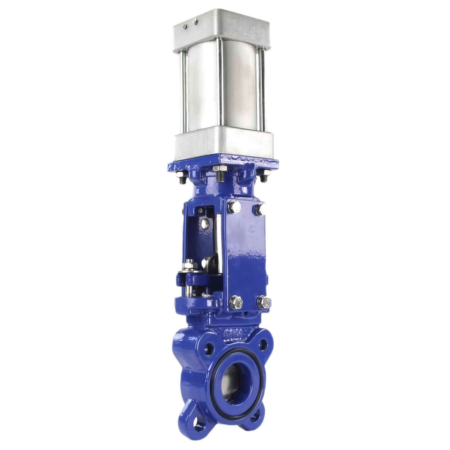 Knife gate valve DNOVA GVKN1331E-2W-Fb-2P PN10, body material - cast iron GGG40, knife material - stainless steel AISI 304, seal - EPDM, pneumatic actuator