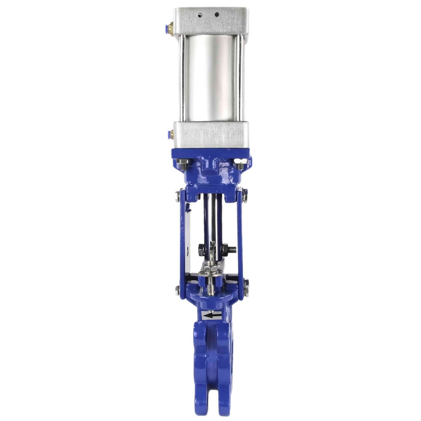 Knife gate valve DNOVA GVKN3431M-1W-Fb-2P PN10, body material - Carbon Steel WCB, knife material - stainless steel AISI 304, seal - METAL, pneumatic actuator