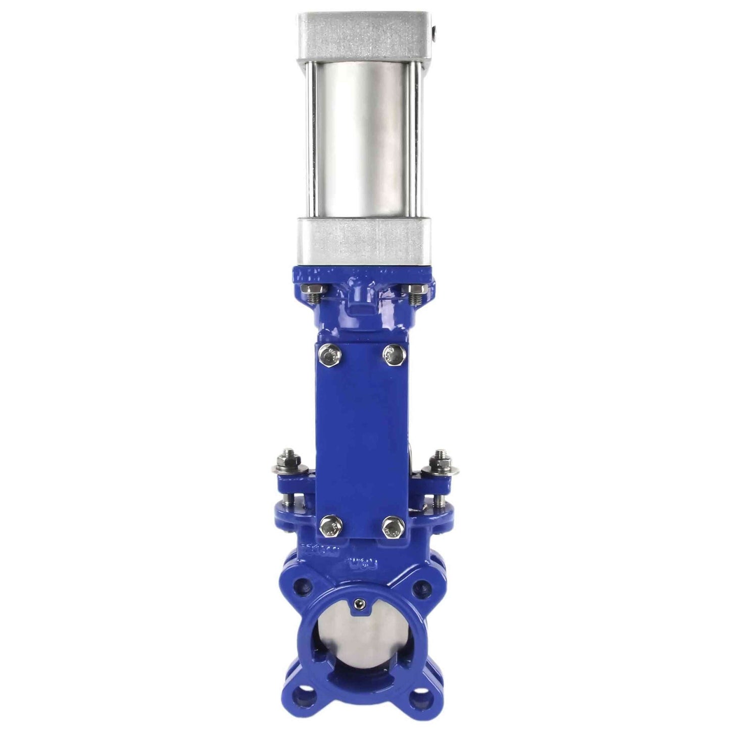 Knife gate valve DNOVA GVKN3431M-1W-Fb-2P PN10, body material - Carbon Steel WCB, knife material - stainless steel AISI 304, seal - METAL, pneumatic actuator