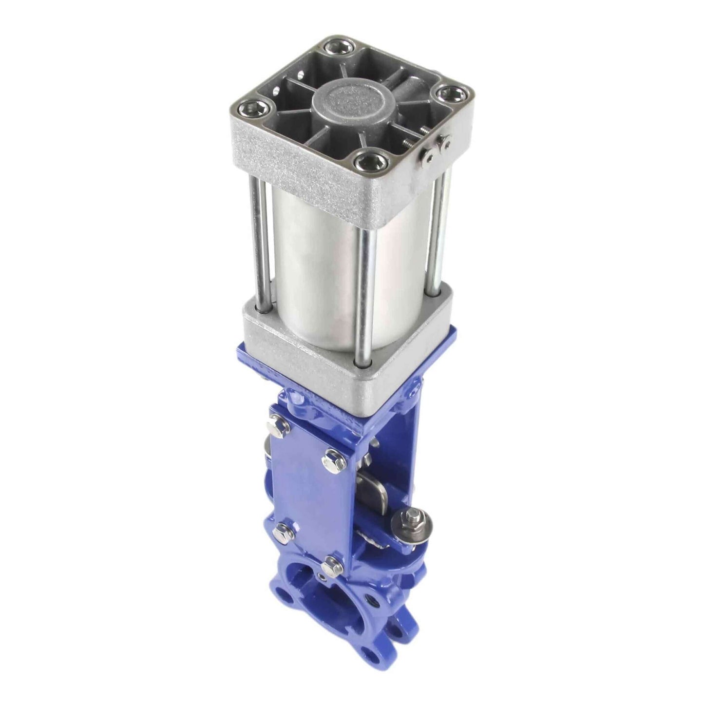 Knife gate valve DNOVA GVKN3431M-1W-Fb-2P PN10, body material - Carbon Steel WCB, knife material - stainless steel AISI 304, seal - METAL, pneumatic actuator