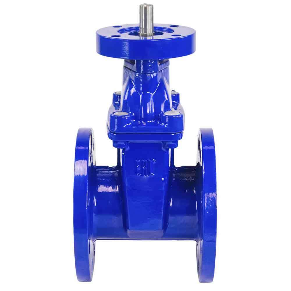 Wedge gate valve DNOVA GVWN1414E-2W-F (F4) BLUE PN10, body material - cast iron GGG50, wedge material - cast iron + EPDM, seal - EPDM, stem only