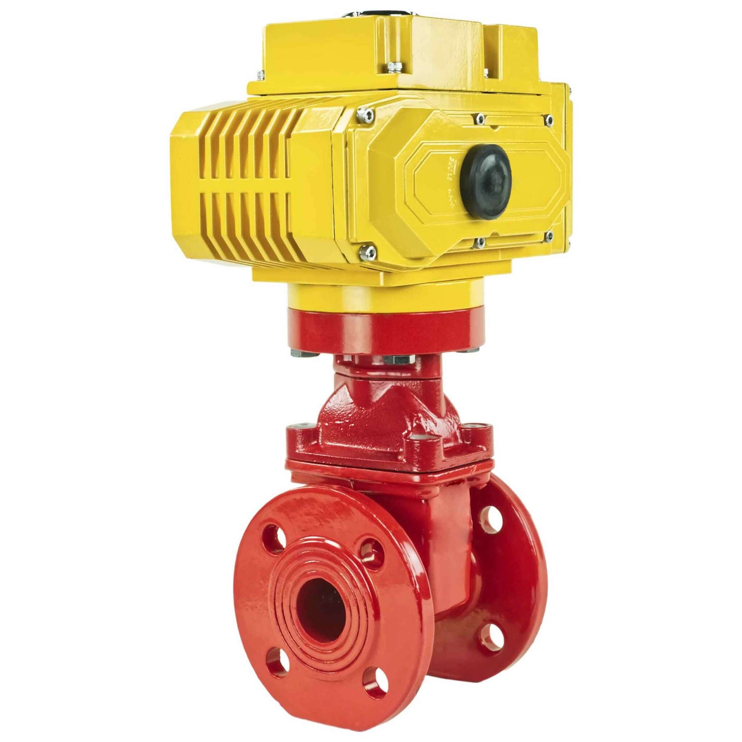Wedge gate valve red DNOVA-GGG50-EPDM-F4-RED PSI232 class 150 T=230-248°F flange connection, with rubber lined wedge EPDM, electric actuator DNOVA MT-110/220, 110/220V