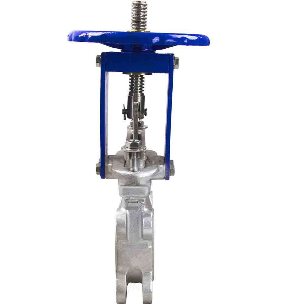 Knife gate valve DNOVA GVKR3131M-1W-Fb-S, body material - stainless steel AISI 304, knife material - stainless steel AISI 304, seal - METAL, handwheel operated