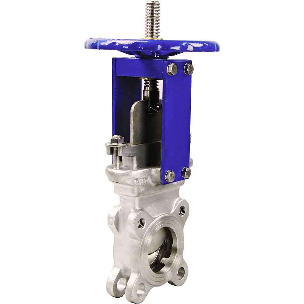 Knife gate valve DNOVA SS316-SS316-METAL-1W-W, body material - stainless steel AISI 316, knife material - stainless steel AISI 316, seal - METAL, handwheel operated