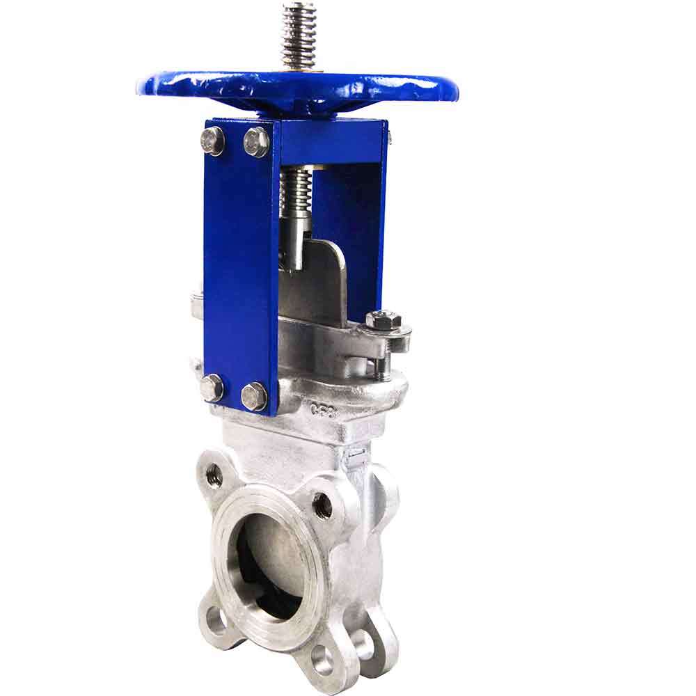 Knife gate valve DNOVA GVKR3131E-1W-Fb-S, body material - stainless steel AISI 304, knife material - stainless steel AISI 304, seal - EPDM, handwheel operated