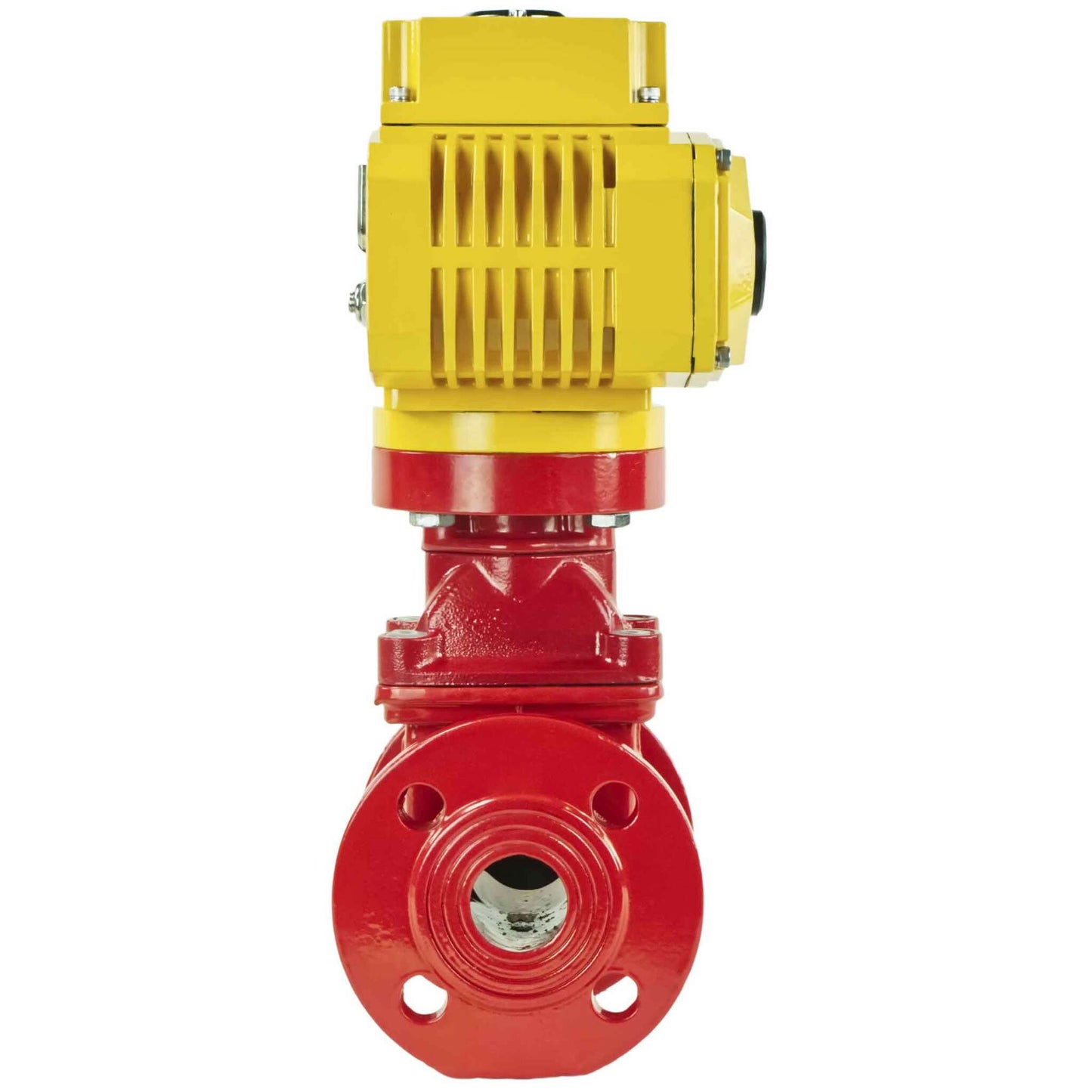 Wedge gate valve red DNOVA-GGG50-EPDM-F4-RED PSI232 class 150 T=230-248°F flange connection, with rubber lined wedge EPDM, electric actuator DNOVA MT-110/220, 110/220V