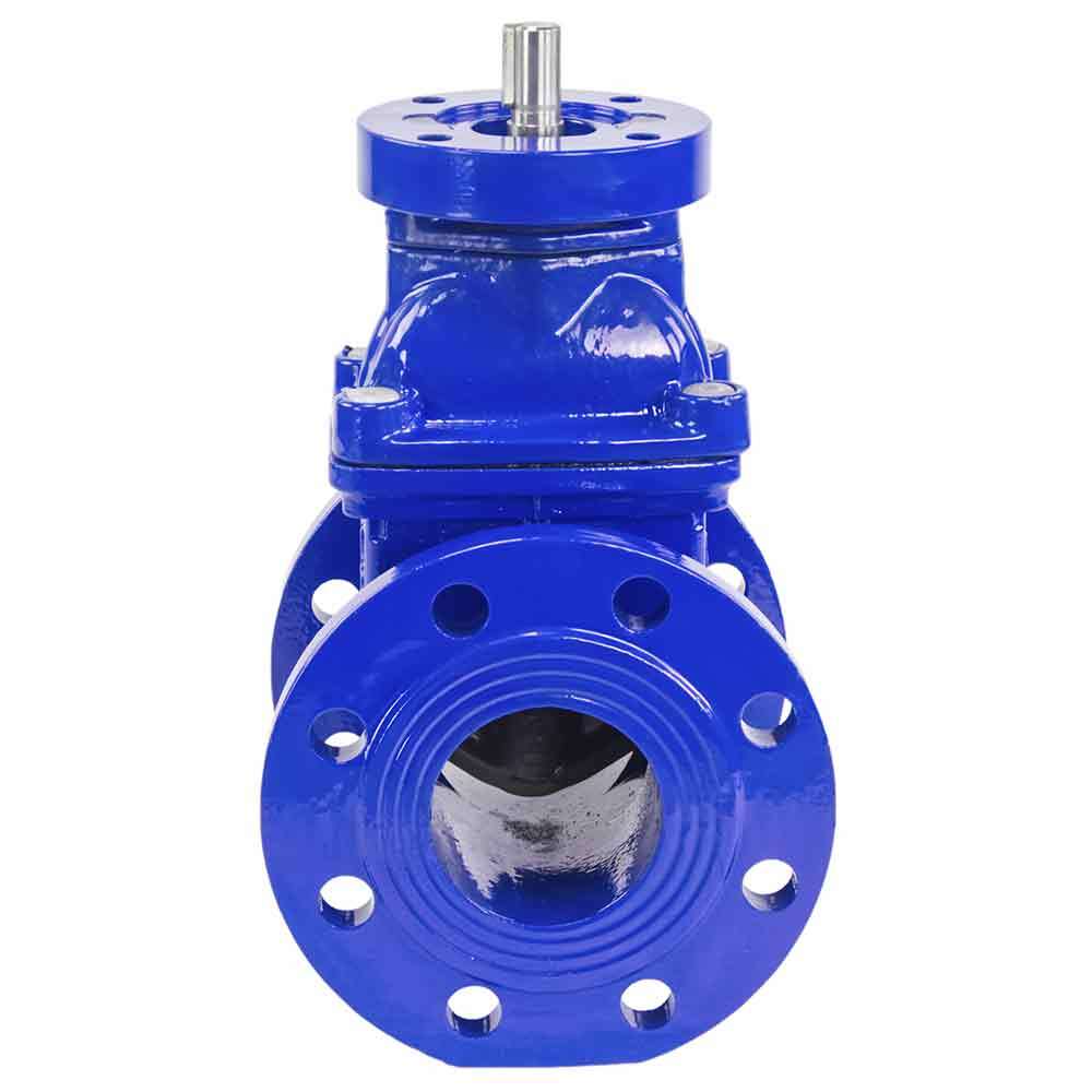 Wedge gate valve DNOVA GVWN1414E-2W-F (F4) BLUE PN10, body material - cast iron GGG50, wedge material - cast iron + EPDM, seal - EPDM, stem only