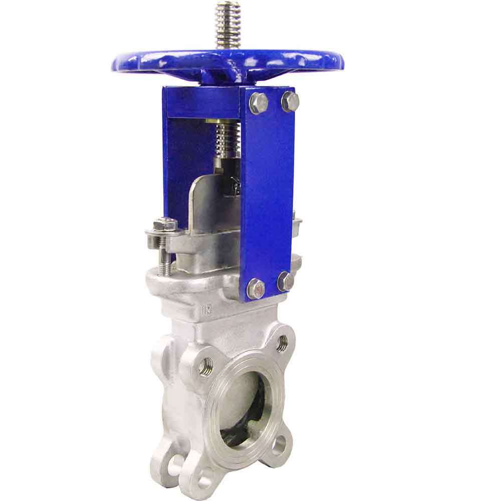 Knife gate valve DNOVA GVKR3131M-1W-Fb-S, body material - stainless steel AISI 304, knife material - stainless steel AISI 304, seal - METAL, handwheel operated