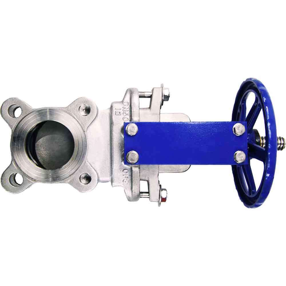 Knife gate valve DNOVA GVKR3131E-1W-Fb-S, body material - stainless steel AISI 304, knife material - stainless steel AISI 304, seal - EPDM, handwheel operated